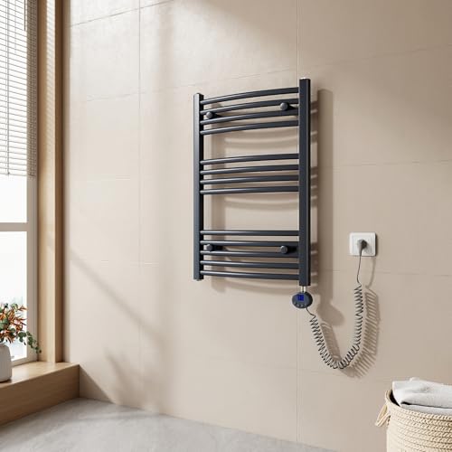 EMKE Radiador Toallero Eléctrico para Baño,75 x 50 cm, Secatoallas eléctrico con termostato, 300 vatios (Antracita),Toallero Electrico Baño