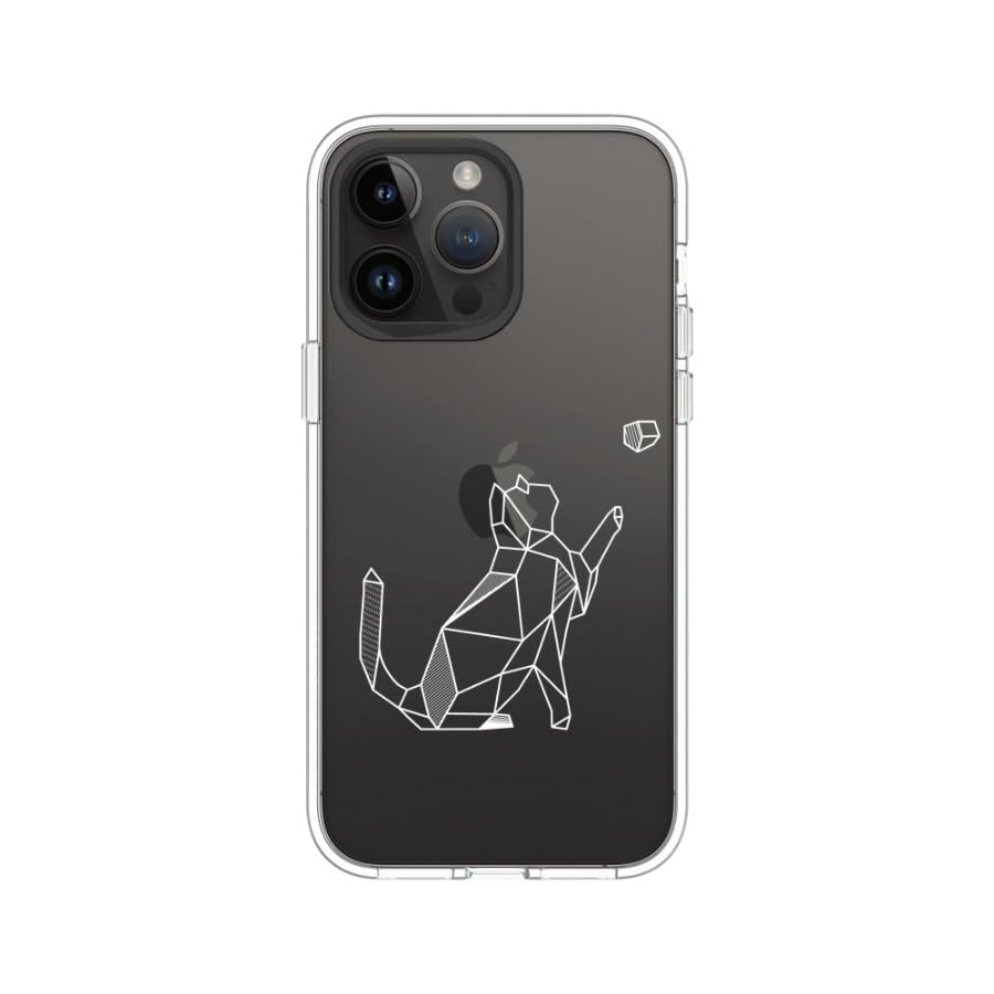 Coque Clear iPhone 14 Pro Max RhinoShield contour noir motif chat géométrique