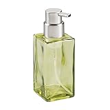 InterDesign Casilla Glass Foaming Soap Dispenser Pump for Kitchen, Bathroom Countertop and Vanities - Green/Brushed