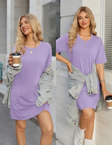 Image of Ekouaer Womens Cotton Nightgown with Pocket Short Sleeve Sleep Shirt S-2XL