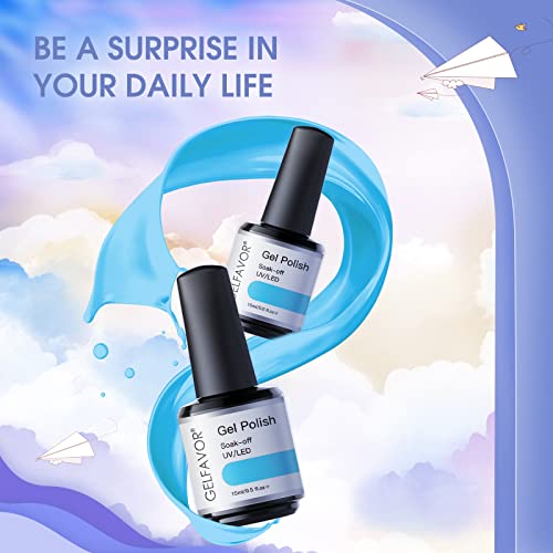 GELFAVOR UV Nagellack Set, 15ml Blau UV Gel Nagellack Set Shellac Nagellack Nail Art Gel Politur – Bild 8