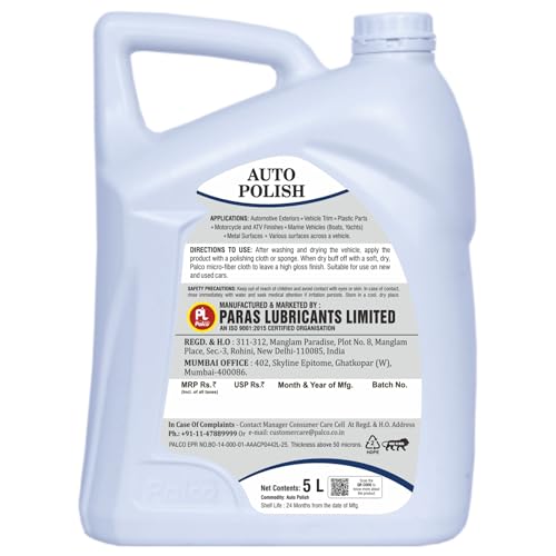Image of PALCO Auto Polish 5 Litre | Car Polish Spray for Interior & Exterior | All in One Polish for Bike & Car Dashboard, Instant Shine Scratch Remover, UV Protection