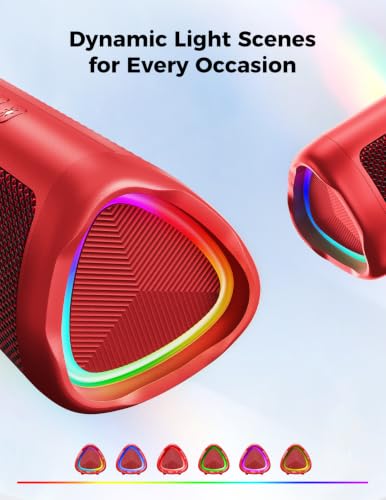 Image of Fun Flicks Karaoke Machine with Wireless Mics, Bluetooth Speaker, RGB Lights, 5 Voice Effects, Portable Sound System for Home, Party, Outdoor, for Kids & Adults (1pcs-Red)
