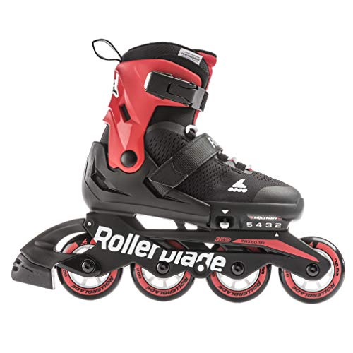 Rollerblade Microblade Boy's Adjustable Fitness Inline Skate, Black and Red, Junior, Youth Performance Inline Skates, Size Kids 11J-1