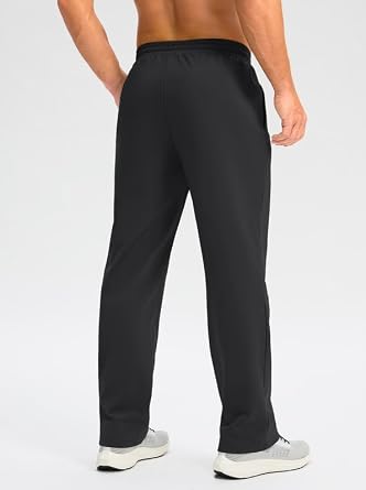 Pudolla Men's Fleece Lined Sweatpants with Zipper Pockets Winter Warm Water Resistant Athletic Pants for Workout Running