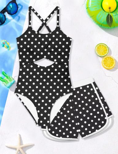Image of Girl Swimsuit One Piece Cutout Ruched Bathing Suit for Girls Color Block Adjustable Straps Pad Swimwear 9-18y