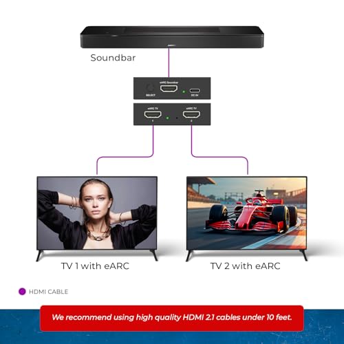 Conmutador HDMI eARC para conectar receptor AV a dos televisores en salas multimedia 3