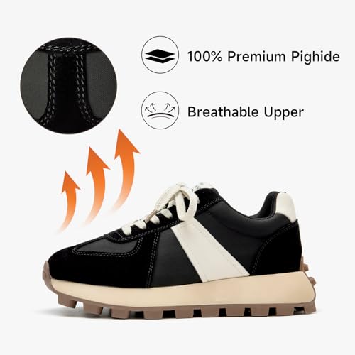 BEAU TODAY Fashion Sneakers for Women Genuine Leather Casual Tennis Shoes Retro Comfortable Non-Slip Wide Walking Shoes for Gym2