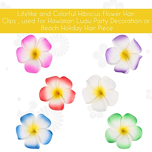 Amosfun Hawaiian Plumeria Flower Hair Pins Barrettes Hair Clip Bridal Hair Accessories for Tropical Beach Party Wedding Event Decoration Photography 12 Pieces (9 cm Mixed Colour) - Image 2