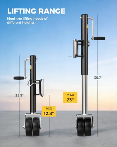 Image of KYX 2200 Lbs Boat Trailer Jack with 6 Inch Dual Wheel, 10.2 inch Vertical Lift, Heavy Duty Swivel Tongue Jack for RV, Boat, Horse & Utility Trailers
