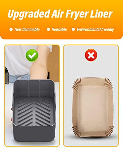 2Pcs Air Fryer Silicone Pot - Food Safe Silicone Air Fryer Liner Pan For 8Qt Ninja Foodi Dz201 Dz401, Reusable Silicone Air Fryer Baskets - Easy Cleaning (Gray) #TOP2