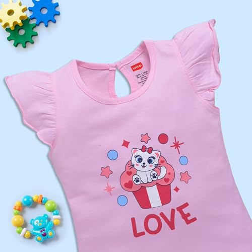 Image of LuvLap Baby Girls Regular Fit 100% Cotton Half Sleeves Girls Top CoSet Pack of 3