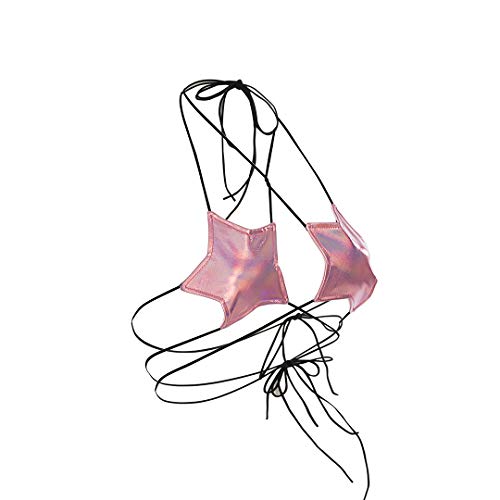 Flycc Women's Metallic Star Bralette Bra Strappy Wrap Around Crop Top Rave Dance Tops #TOP1