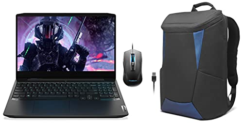 Image of Lenovo Ideapad Gaming 3 Intel i5 10th Gen 15.6 inchFHD Gaming Laptop(8GB /1TB+256GB SSD /Win10 /MS19 /NVIDIA GTX 1650 4GB /Onyx Black /2.2Kg), 81Y400E1IN + Ideapad RGB Gaming Mouse 3200DPI+ 15.6 inchGaming Backpack
