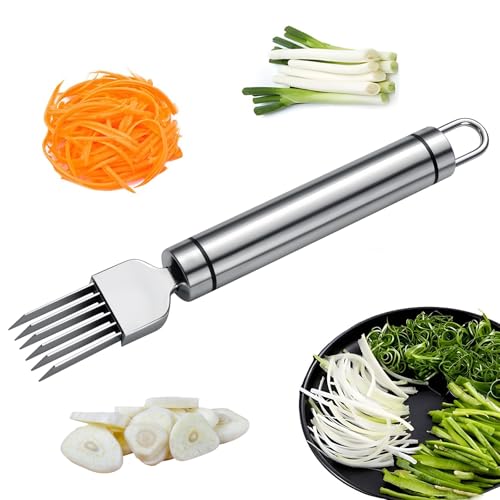 シュレッドシルクナイフ、ステンレススチール刻んだネギナイフキッチンスライスツールカッター、野菜、タマネギ、ニンニク、食品スピーディーチョッパー、キッチンガジェットツール(ラウンドハンドル)