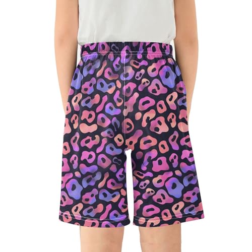 ALAZA Leopard Print Color Animal Pajama Shorts Elastic Waist Casual Sleep Shorts with Pockets Size 6-142