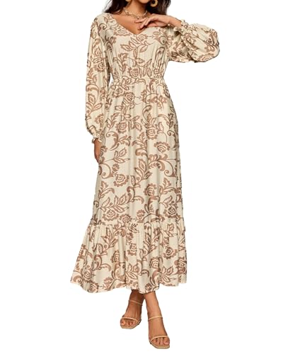 Women's Summer Short Sleeve Maxi Floral Flowy Dresses with Pockets