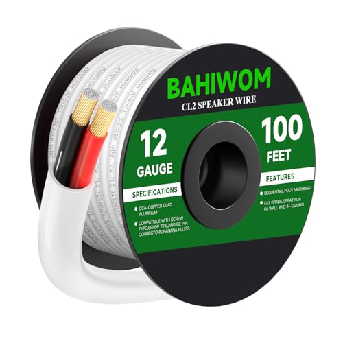 Câble haut-parleur 12 AWG CCA fil noir et rouge de 30,5 m pour l'intégration de home cinéma