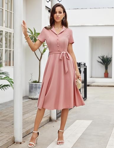 Image of Wedtrend Women's Vintage Tea Dress, Short Sleeve Cocktail Party Dress Work Church Casual Dress