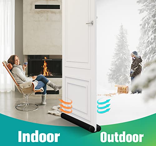 Maxtid E-473 Under Door Draft Blocker Black Door Draft Stopper 38 Inch Noise Reducer Breeze Light Cold Air Guard Sound Proof Door Sweep 32 Inch 36 Inch 38 Inch Weather Stripping Door Bottom Seal Insulation Strip Gap Filler thumb #3