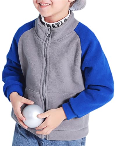 Cromoncent Boys Girls Color Block Long Sleeve Polar Fleece Jacket, 2-12 Years2