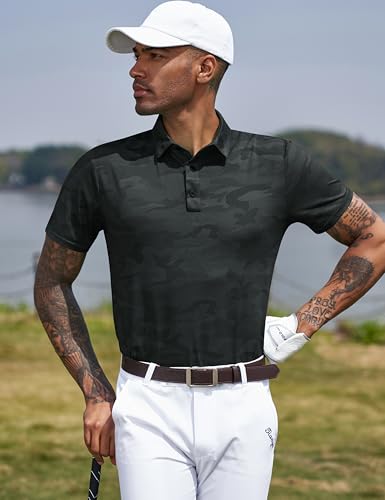 TAPULCO Mens Quick Dry Polo Shirts Camouflage Pattern Performance Athletic Lightweight Breathable Casual Golf Tshirts3