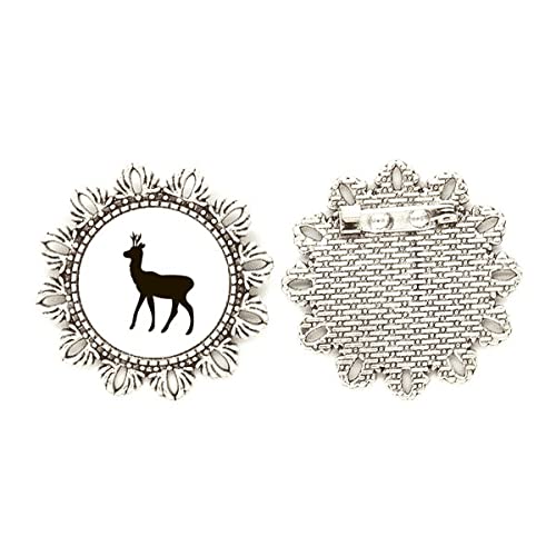 Broche de plata con diseño de ciervos de alta joyería con acabados tallados a mano