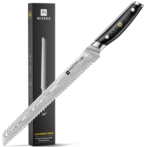 WIZEKA 10-inch Damascus Bread Knife