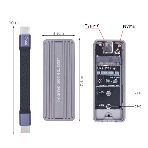 Carcasa CY USB4 20Gbps para SSD M.2 2242/2230mm miniatura 3