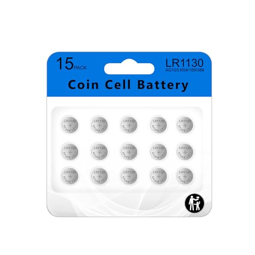 Cotchear High Capacity LR1130 AG10 Batteries 15Pack, SG10 189 389 AG10 LR1130 LR54 V10GA Battery Alkaline Button Coin Cell Batteries