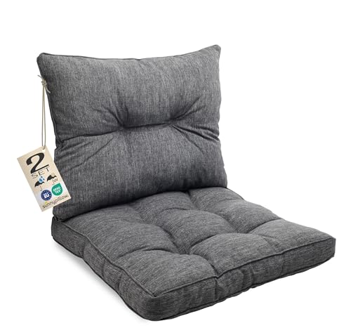 sunnypillow Lot de 2 Coussin de Jardin pour Chaise Fauteuil Rotin (Assise 50x50 cm + Dossier 50x40 cm) Galette de Chaise Anti UV - Extérieur Impermeable – Coussin de...
