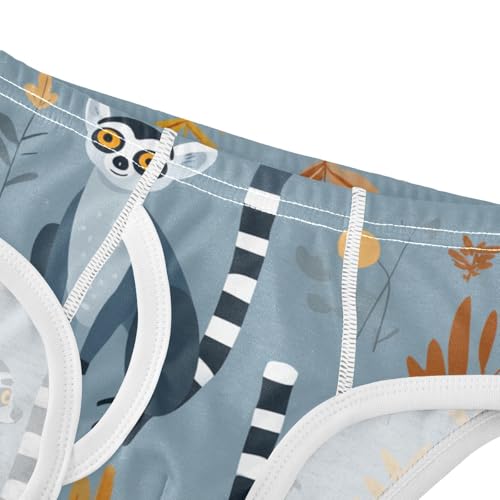KLL Lemurs Madagascar on Blue Pattern Toddler Boys' Cotton Briefs Cute Undies4