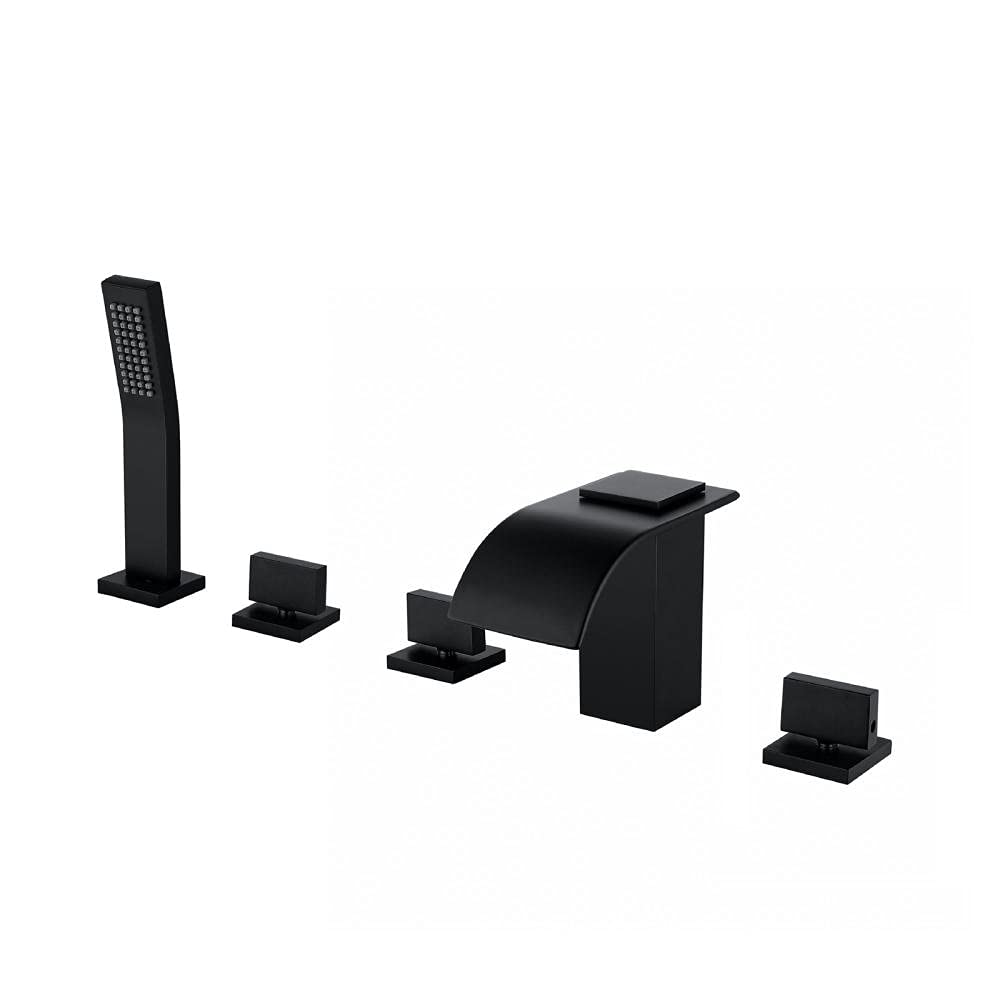 Robinetterie salle de bain noire anti-calcaire double levier cascade