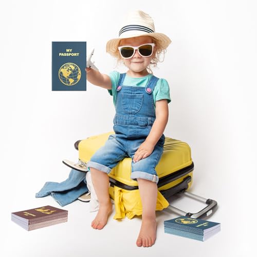Lincia 48 Pcs Blank Passport Notebook Fake Passport Book Travel Journal Book Bulk Coloring Travel Airplane Activity Decor Projects(Cold Color) - Thumbnail 6