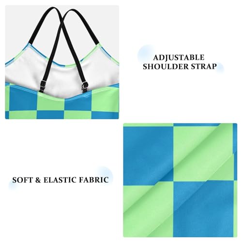 Image of Black and White Chess Girls One Piece Swimsuits Board Marble Tile Sport Halter Swimwear Beach Bathing Suit 3T