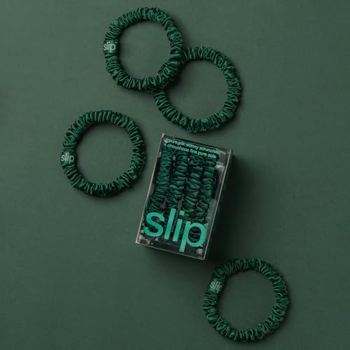 Image of Slip Silk Hair Ties - Skinny Silk Forest Scrunchies, No Damage, No Crease, Anti-Breakage |100% Mulberry Silk | All Hair Types | Made with Proprietary Slipsilk | Set of 4