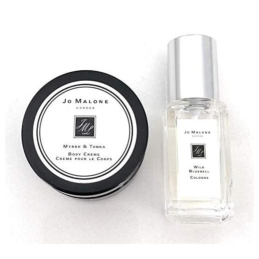 Jo Malone Myrrh & Tonka Cream 15ml / .5oz and Wild Bluebell Cologne 9ml/ .3oz. A Mini Travel Size Set