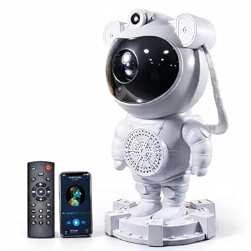 Projetor de Luz de Galáxia em Forma de Astronauta, Projetor Space Buddy, Luz Noturna para Quarto, Controle Remoto, Bluetooth e Temporizador, Projetor de Estrelas no Teto, para Crianças e Adultos.