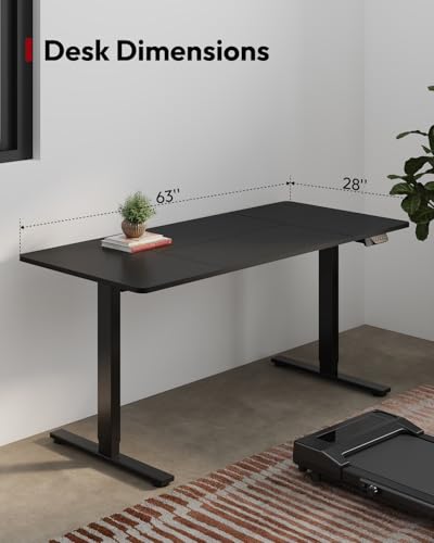Image of SANODESK Dual Motor Electric Standing Desk 63 x 28 Inches, Height Adjustable Sit Stand Desk with Large Splice Board for Home Office, Computer Workstation, Study & Gaming, Black Frame /Black Top