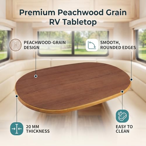 Mesa de madera para vehículos recreativos y barcos ovalada de melocotón KIMISS 7
