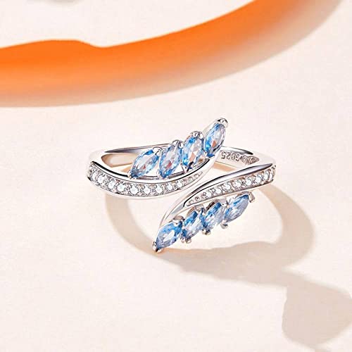Bague ajustable femme argent S925 bleu willow shape chic