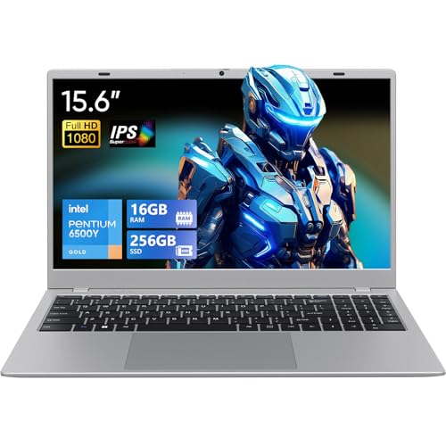 Image of UOWAMOU 15.6 FHD Laptop, Pentium Gold 6500Y 16GB RAM 256GB SSD, Office 2024 | 15.6 inch IPS 1920x1080 Display, Quiet Slim Portable Computer, USB3.2 /Type‑C /WiFi5+BT5.0, Numeric Keypad, Privacy Protect Camera