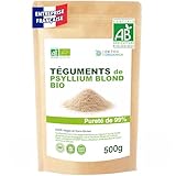 DETOX ORGANICA   Psyllium Blond Bio 500g   Téguments de Psyllium 99% Purs   Riche en Fibres   Transit Intestinal & Digestion   Anti Ballonements Naturel et Vegan, Qualité Premium Contrôlée