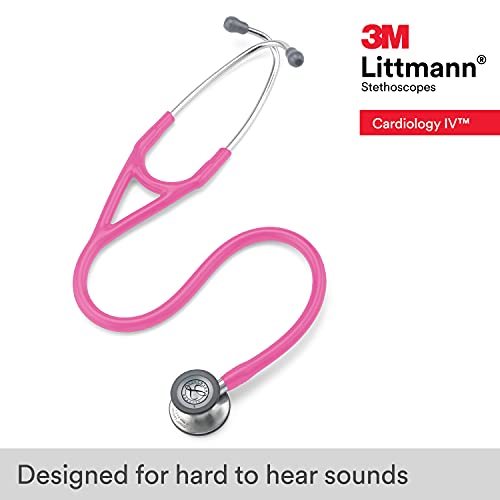 Image of 3M Littmann Cardiology IV Diagnostic Stethoscope, 6159, More Than 2X as Loud, Weighs Less, Stainless Steel Chestpiece, 27 inch Rose Pink Tube. (Pack of 3)