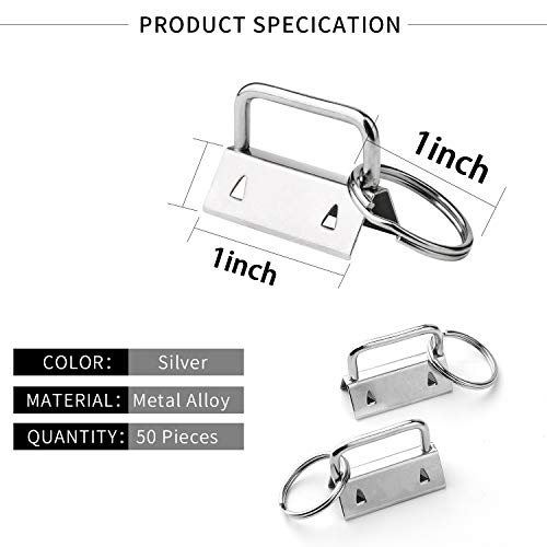 HRLORKC 50 Sets Key Fob Hardware Key Fob Keychain Wristlet with Split Ring 1 Inch 1 Inch
