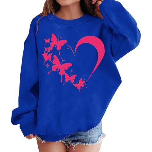 Generico Sudadera casual para niños suave ligera niña jersey casual cuello redondo otoño sudaderas de manga larga deportiva Y2k color sólido Sweatshirt niña elegante invierno suéter streetwear