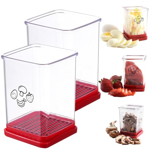 Generic - Cup Cutter,Fruit and Vegetable Speed Slicer with Push Plate,Egg Slicer Fruit Slicer Cup,Stainless Steel Banana Strawberry Slicer,Kitchen Portable Slicing Tool, Quickly Making Soft Fruits Salad (2 PCS)