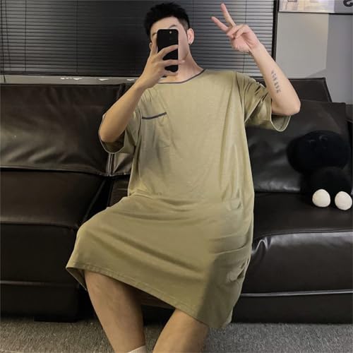 M-5XL Mens Nightgown Short Sleeve Nightshirt Soft Loose Night Shirts Lounge Sleepwear for Sleeping4