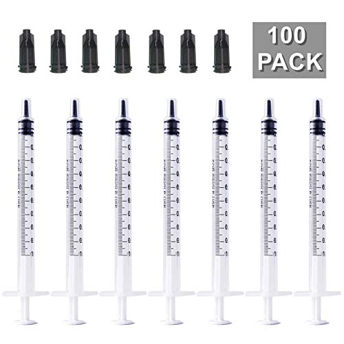 BSTEAN 1ml 1cc Syringe with Luer Slip Tip and Caps, No Needle