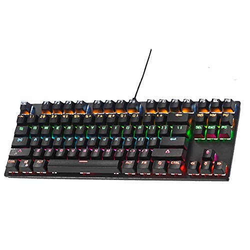Gaming Tastatur, Bunte Rainbow LED Hintergrundbeleuchtete Gamer Keyboard, Ultra Sünn leise Ganzmetall USB Computertastatur mit Spritzwassergeschütztem Design für Windows PC Gamer Cover